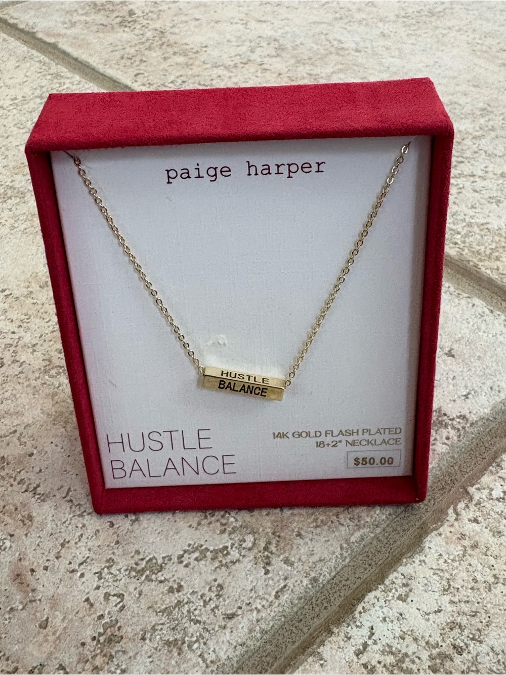 Paige Harper Gold 'Hustle Balance' Bar Necklace